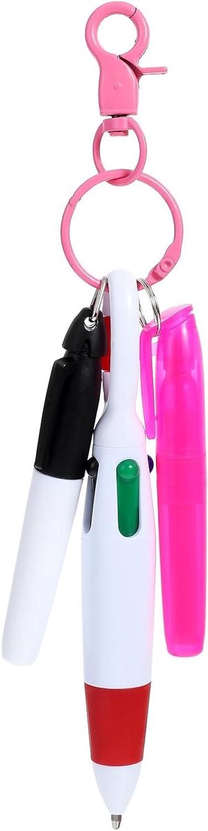 Allecto Plus - Roze Verpleegkundige Pen Set met Sleutelhanger - Markeerstift en Balpen - Voor Schrijfbenodigdheden