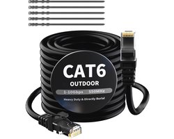 Ethernet-kabel 20 meter voor binnen en buiten, waterdicht, Gigabit netwerkkabel, UTP, RJ45 LAN-patchkabel voor POE-camera, router en switch