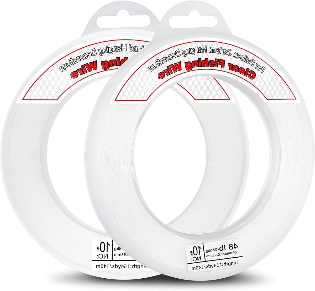 Allecto Plus - Doorzichtige nylon visdraad 140 m - Sterke vislijn voor ballonnen en decoraties - 218 kg draagkracht - Set van 2