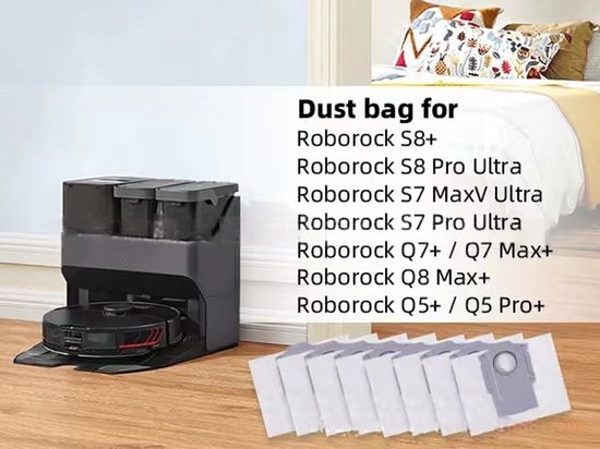 12x Stofzuigerzakken geschikt voor Roborock Q5+, Q5 pro + , Q7+ en Q7 Max+, S7 MaxV Ultra, S7 Pro Ultra, Q8+ max en pro, S8+ S8 Pro Ultra stofzakken zakken zuigstation