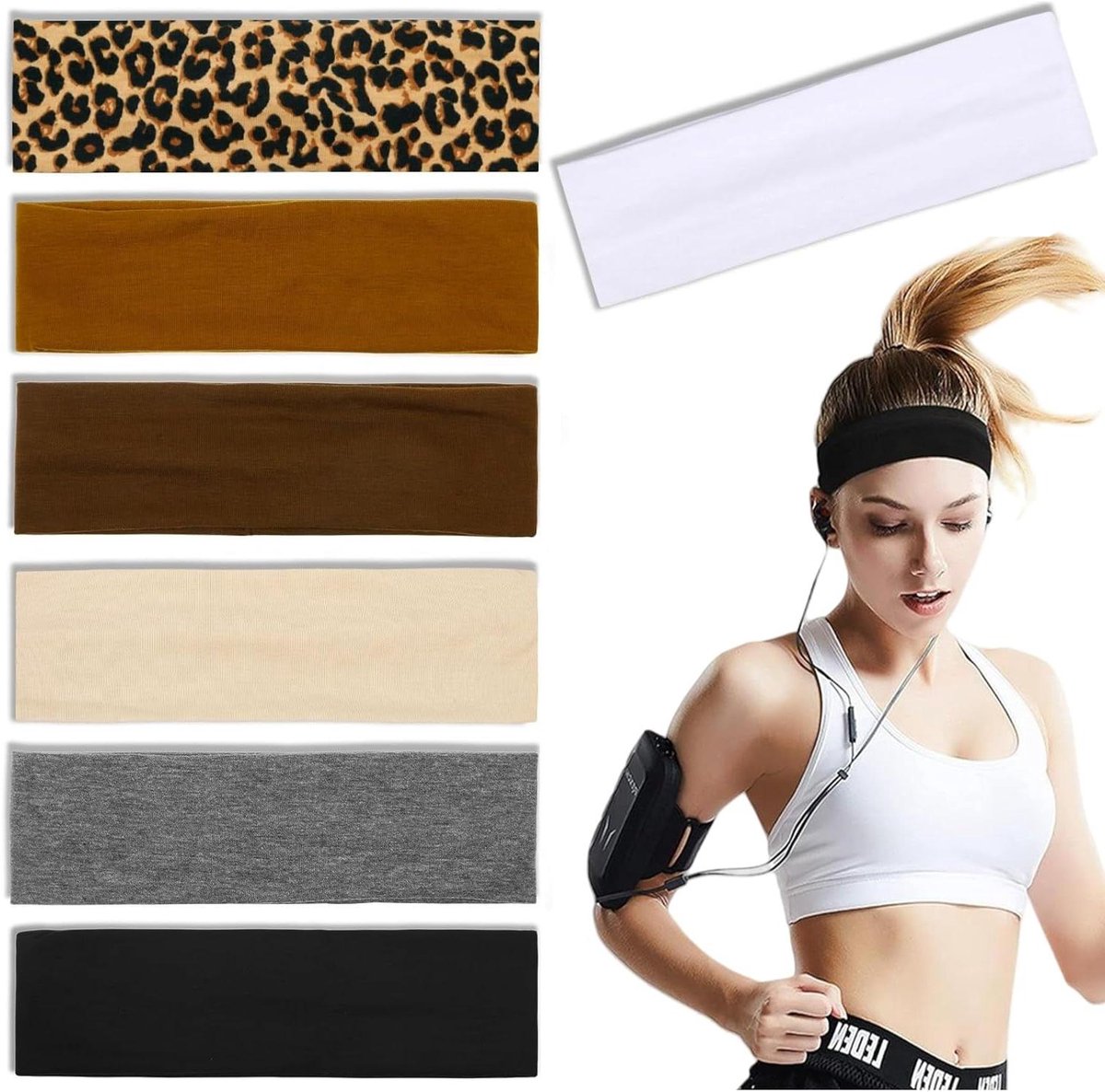 Allecta - Set van 7 haarbanden voor vrouwen - antislip - sport - yoga - fitness