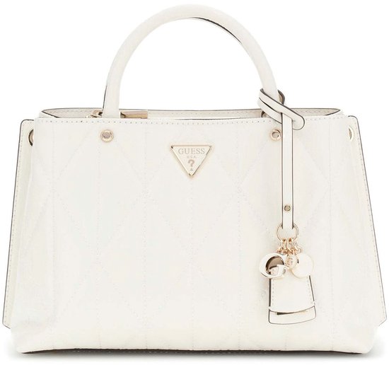 GUESS sac à main sac à épaule bandoulière Aldina Girlfriend Satchel Cream White écru
