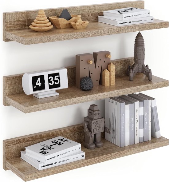 Zwevende planken, muurplank set van 2, 23,6 inch hangende plank met