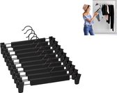 Kledinghangers - Broekhangers - Broekhangers met Knijpers - 10 Stuks - Ruimtebesparende Kledinghangers met Twee Steunen - Kleerhangers - Broekhangers met antislip - Broek en Rok Houder - Rokhanger Broeken - zwart - Hanger Klerenhanger Met Klemmen