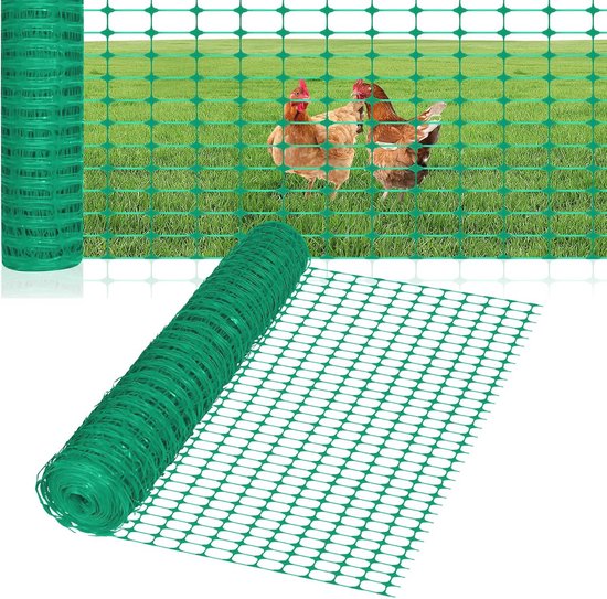 HENGMEI Afscheidingshekwerk Te knippen Mobiele afrastering Kippenafrastering Gevogelteafrastering 1 x 50 meter, Oranje