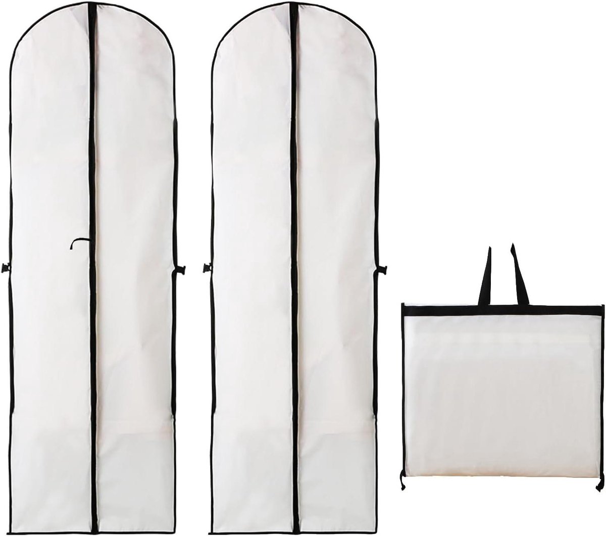 Allecto Plus - Pack van 2 kledinghoezen voor trouwjurk en kostuum - Waterdichte kledinghoes met rits - 60 x 180 cm