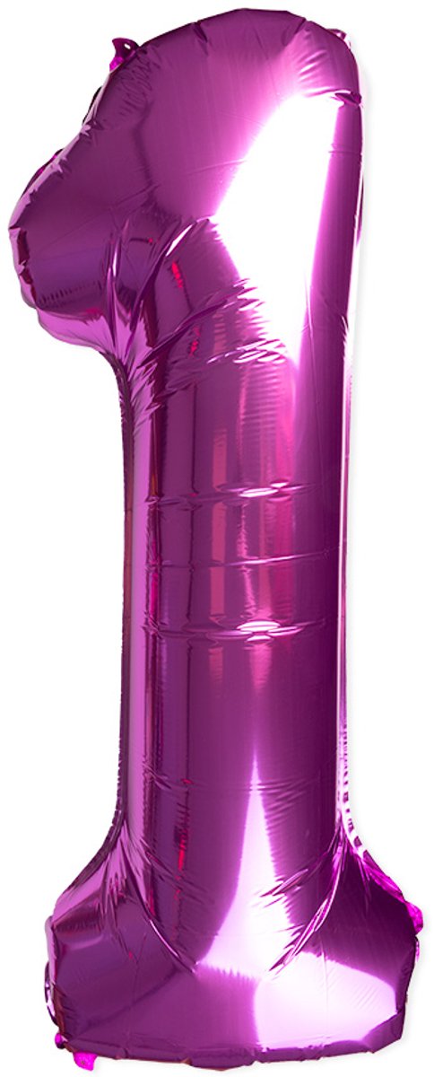 Folie ballon roze | Cijfer een | H 85 cm x B 33 cm | geschikt voor lucht en helium
