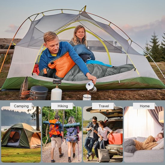 Slaapzak 3-4 seizoenen, slaapzak voor volwassenen en kinderen, slaapzakken voor draagbaar, rechthoekig, zacht, dik en warm, voor outdoor, kamperen, wandelen van Merkloos — afbeelding 2