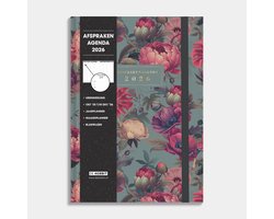 Hobbit - Afsprakenagenda 2026 - A4 (21 x 29,7 cm) - Tijdindeling per kwartier - Zakelijke Agenda - 1 week op 2 pagina's - Harde Kaft - Klassieke Rozen