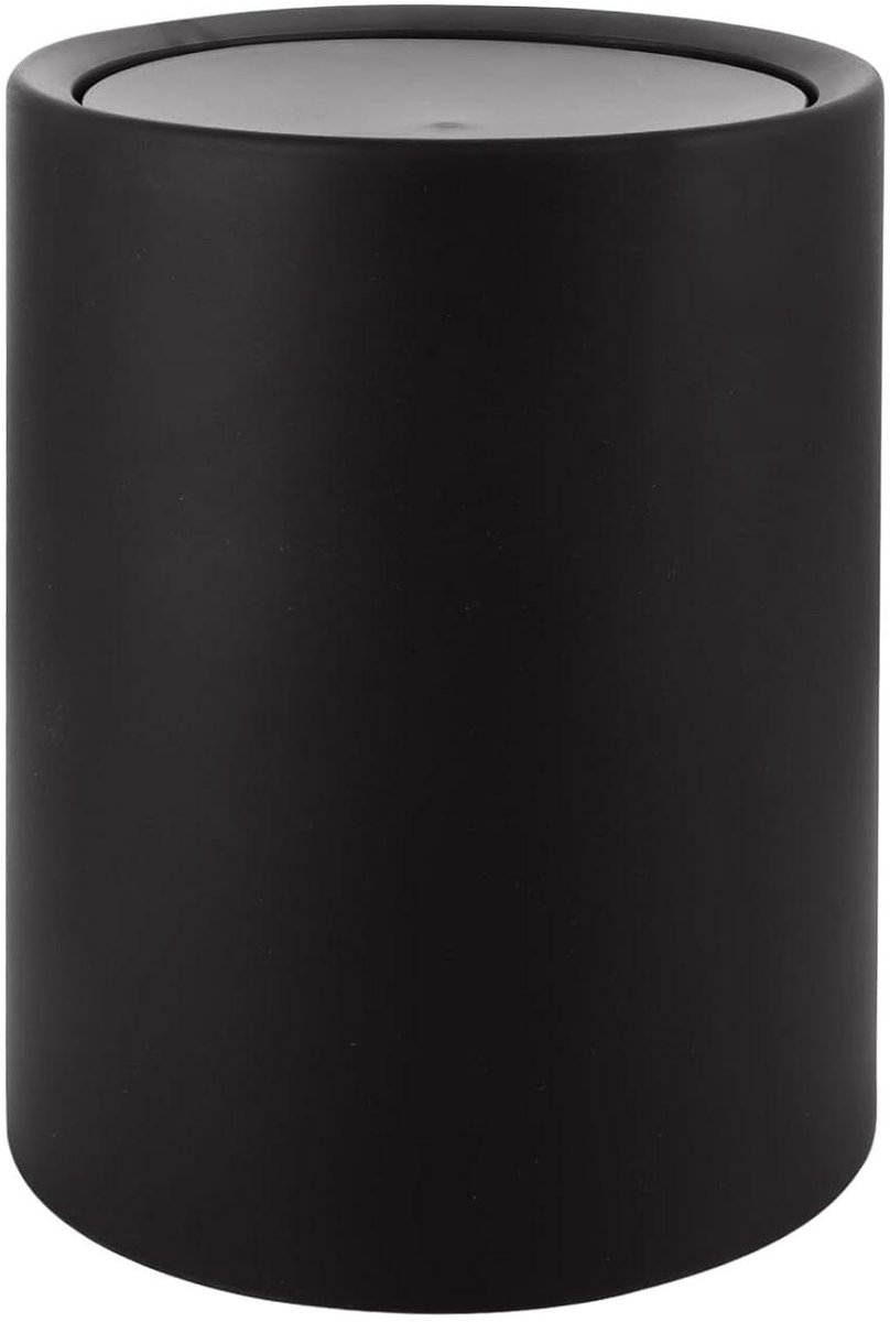 Allecto Plus - Vuilnisemmer 8 liter voor badkamer - BPA-vrij - Cosmetica-emmer - Zwart plastic afvalbak voor keuken en kantoor - 26 x 22 x 165 cm.
