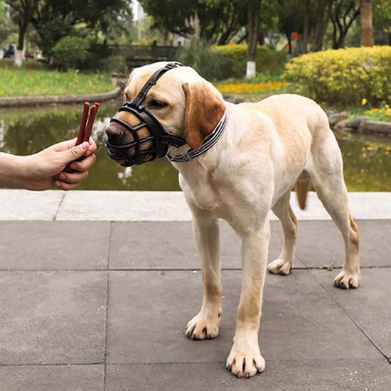 PETCUTE Hond snuit Anti beet Zachte Lederen Hond Muilkorf voorkomen bijten blaffen kauwen verstelbare L