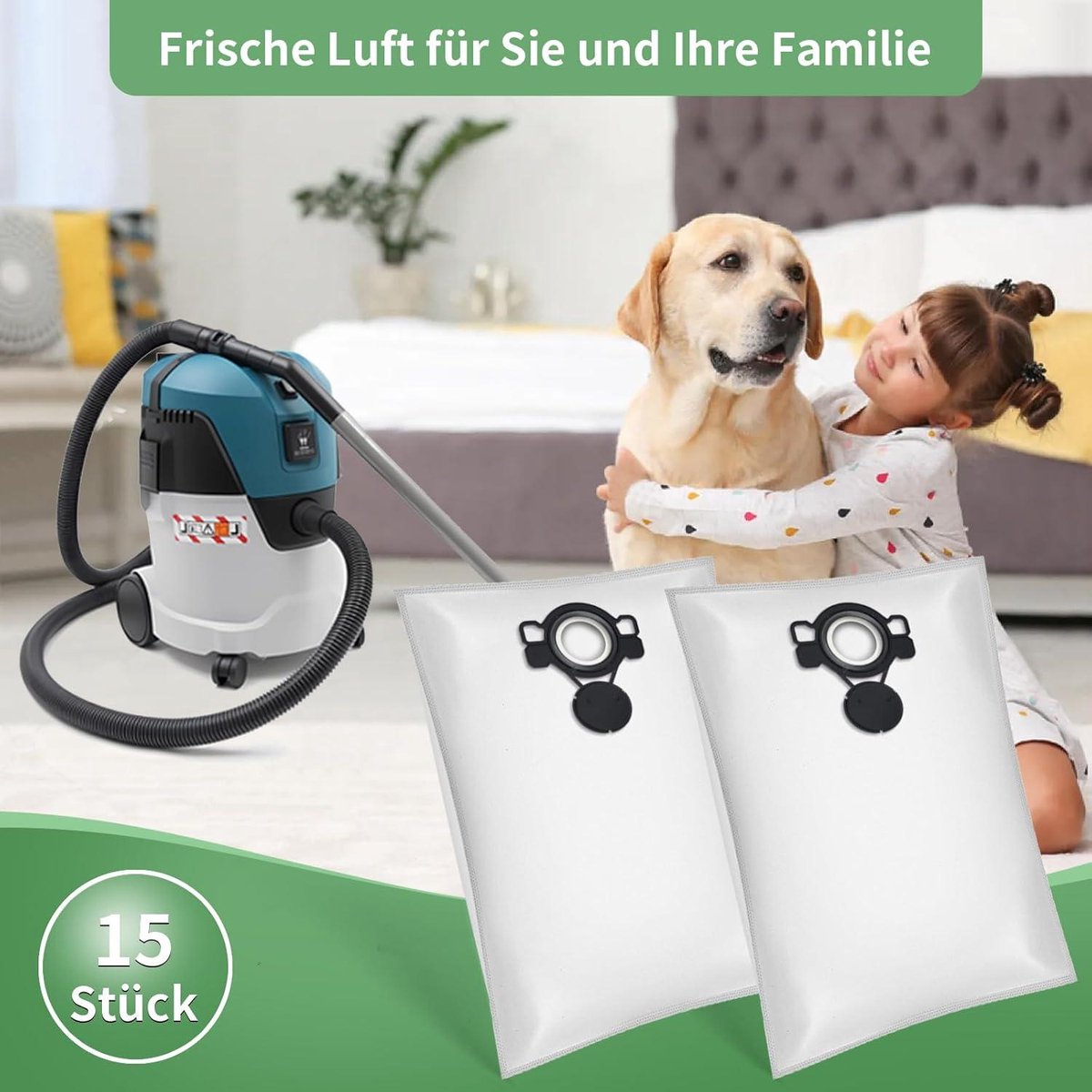 Allecto Plus - 15 stofzakken voor DSM 42 stofzuiger - Fleece stofzakken - VC2512L compatibel - 15 stuks