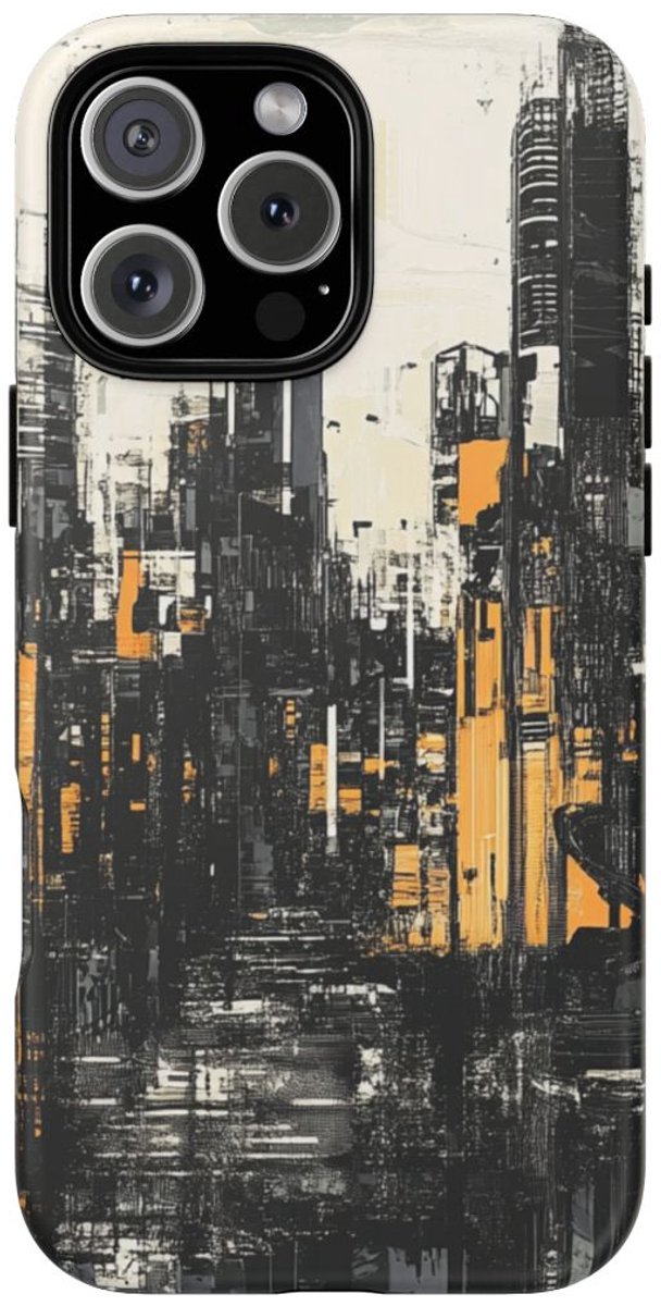 Abstracte Stedelijke Lijntekening – Telefoonhoesje Geschikt voor iPhone 16 Pro Max