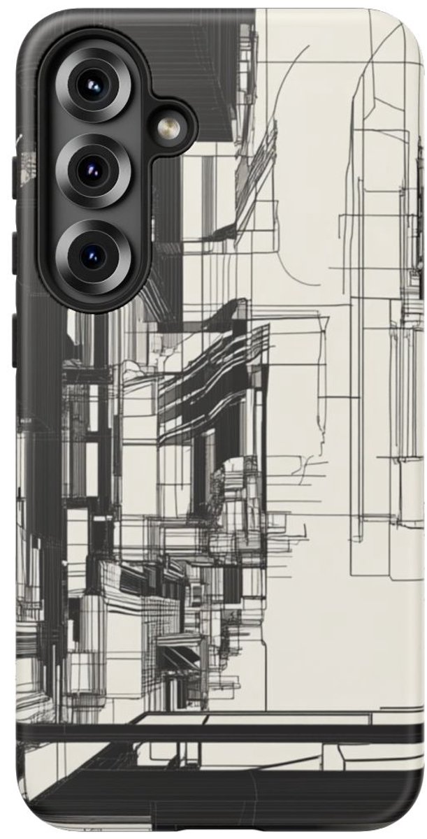 Abstracte Stedelijke Lijntekening – Telefoonhoesje Geschikt voor Galaxy S25 Plus