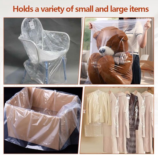 Sibosen Extra grote doorzichtige plastic opbergzakken, 10 stuks, 100 x 150 cm, grote gigantische jumbo, enorme plastic opbergzakken voor bagage, koffer, meubels, dekbed, stoel, kinderfiets, pluche