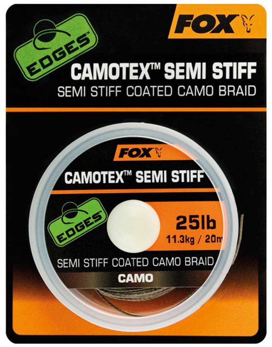 Semi Stiff Coated Camo Braid - 20M Camotex Edges Fox van Fox — afbeelding 2