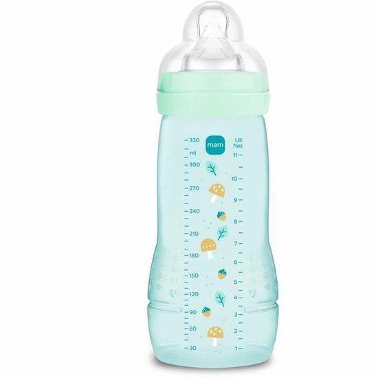 MAM Easy Active Fles 2e Fase 330 ml 6 Maanden en + Zeer Snelle Stroom (Kleur : Groen)
