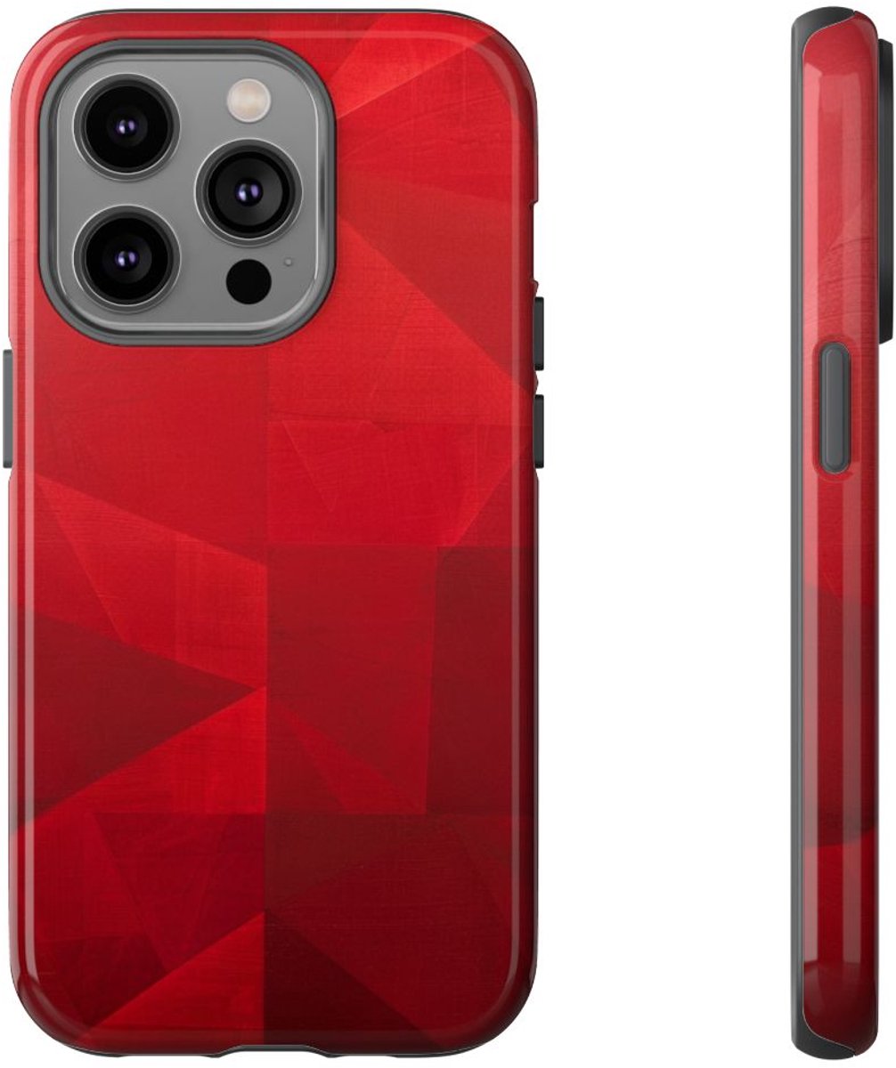 Rood Geometrisch Abstract Ontwerp – Telefoonhoesje Geschikt voor iPhone 14 Pro