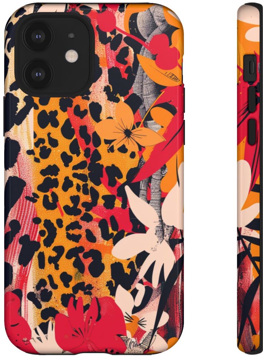 Abstracte Bloemen- en Dierenprint – Telefoonhoesje Geschikt voor iPhone 12