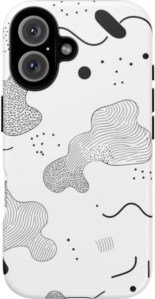 Abstract Zwart-Wit Minimalistisch Patroon – Telefoonhoesje Geschikt voor iPhone 16