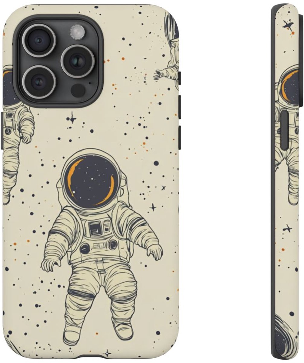 Zwevende Astronauten en Ruimtepatroon – Telefoonhoesje Geschikt voor iPhone 15 Pro Max