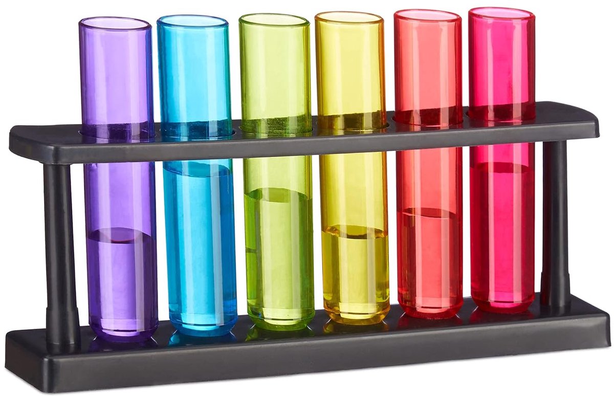 Set van 6 shotglaasjes - grappig reageerbuisjes uiterlijk - kleurrijk