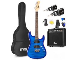 MAX GigKit draadloze elektrische gitaar set - Met zender en ontvanger - Complete starterset - 4/4 - Blauw