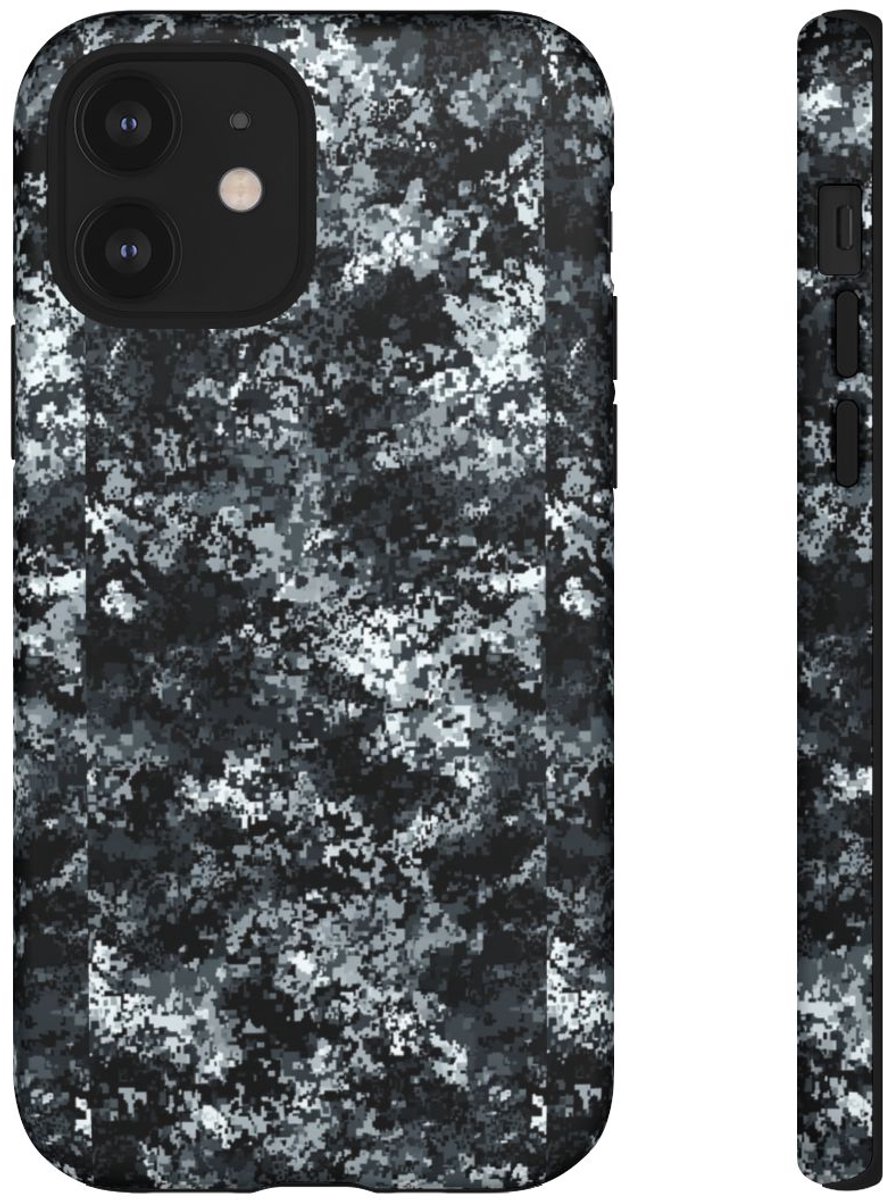 Digitale Grijze Camouflage – Mat Hoesje Geschikt voor iPhone 12