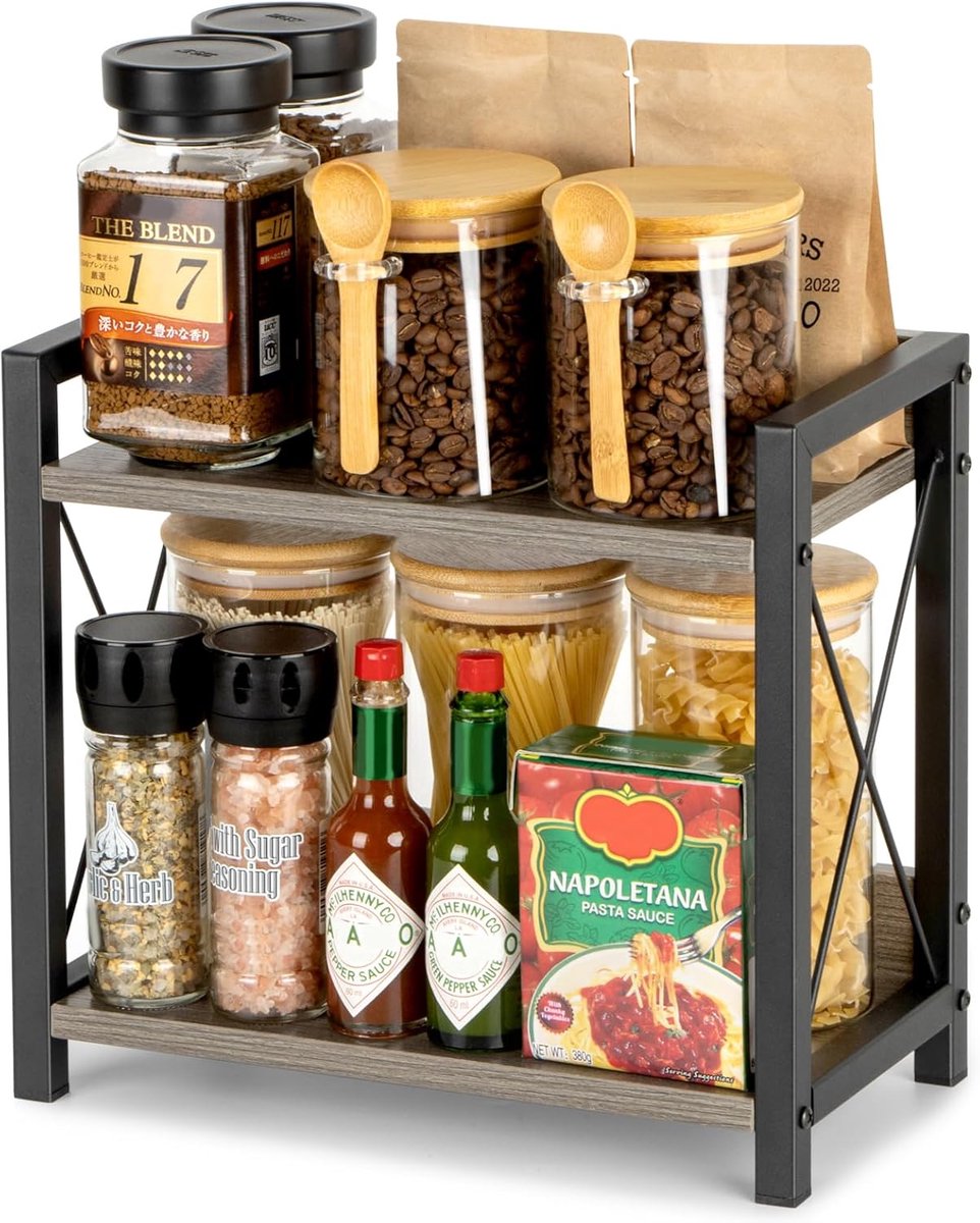 Kruidenrek - Koffiestation Organizer - 2-Laags Koffieopbergplank -