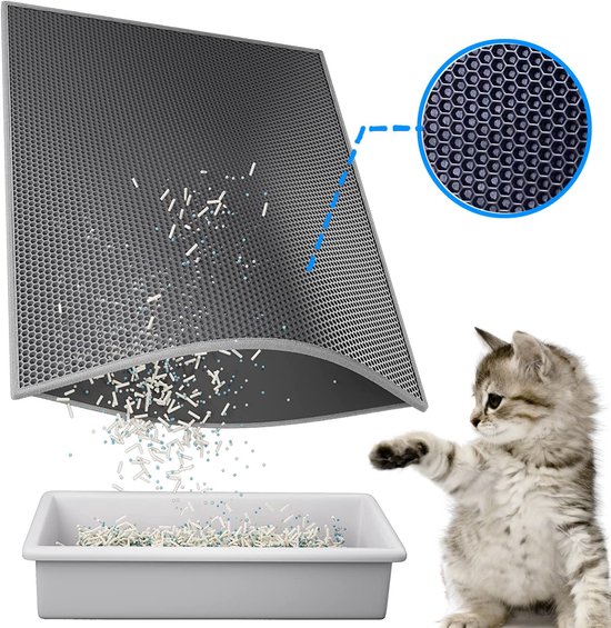 Kattenbakmat Matz Zwart 61x41,5x1,3cm - Matten Kat - Kattenbak en