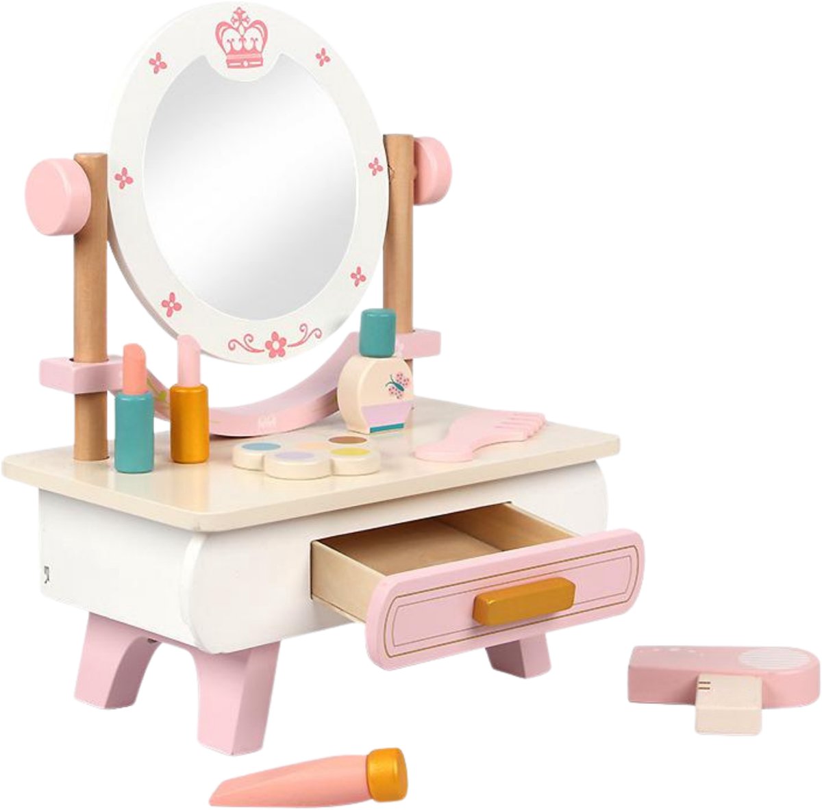 Dastium Kids - Speelgoed Kaptafel - Houten Make-up Tafel - Roze Schoonheidssalon - Voor Meisjes