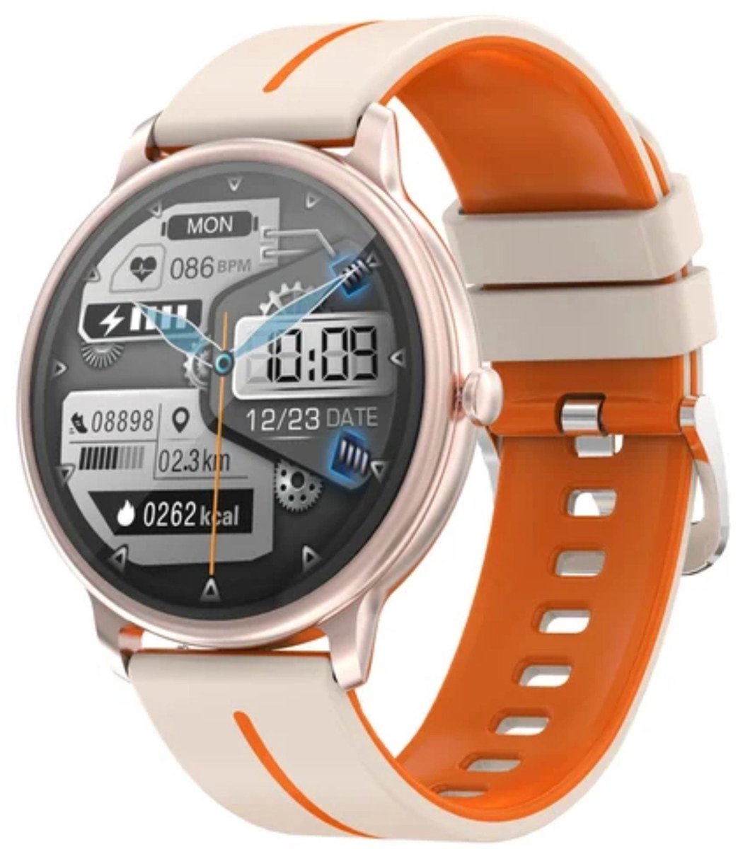 Manike KM60 Smartwatch – 1,32 HD Display - Hartslag & Bloeddrukmeting - SpO₂ - Slaaptracking - Multisport - IP68 Waterdicht - 7 Dagen Batterij - Android & iOS Compatibel - Meldingen - Stappenteller - Sporthorloge - Activity Tracker