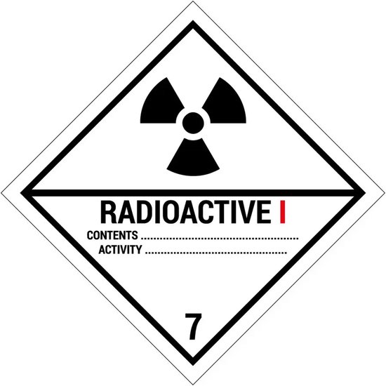 ADR klasse 7.1 radioactieve stoffen stickers op rol - 25 x 25 cm - 105 ...