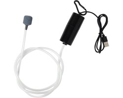 Aquarium luchtpomp - Zuurstofpomp - Draagbare aquariumzuurstofpomp - Inclusief luchtsteen en siliconenslang - USB-oplaadpoort - Luchtpomp voor aquariumzuurstofvoorziening - Zwart
