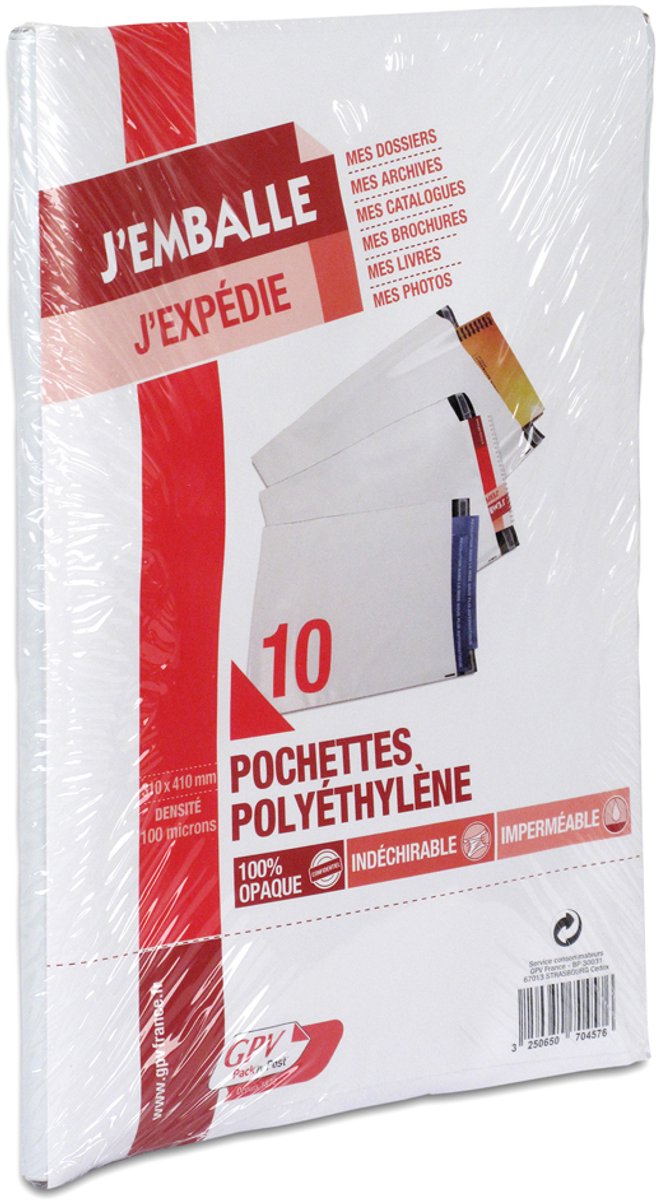 GPV akte-envelop, 36 x 48,5 cm, van polyethyleen, zelfklevend, wit, 10 st.