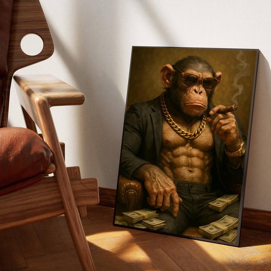 Affiche « Singe Gangster » - Posters Animaux - Fantastique - Décoration murale pour salon - Papier 180 g/m² - XS6141AZ - Dimensions : 30 x 40 cm