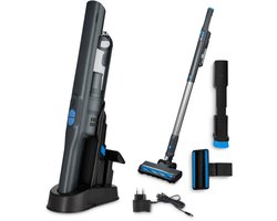MEDION 2-in-1 handstofzuiger met zuigbuis en vloerborstel (BLDC-motor, HEPA-13 filter, filtering van stof en allergenen, sterke zuigkracht van 20 kPa, accu, laadstation, draadloos), MD11515, grijs