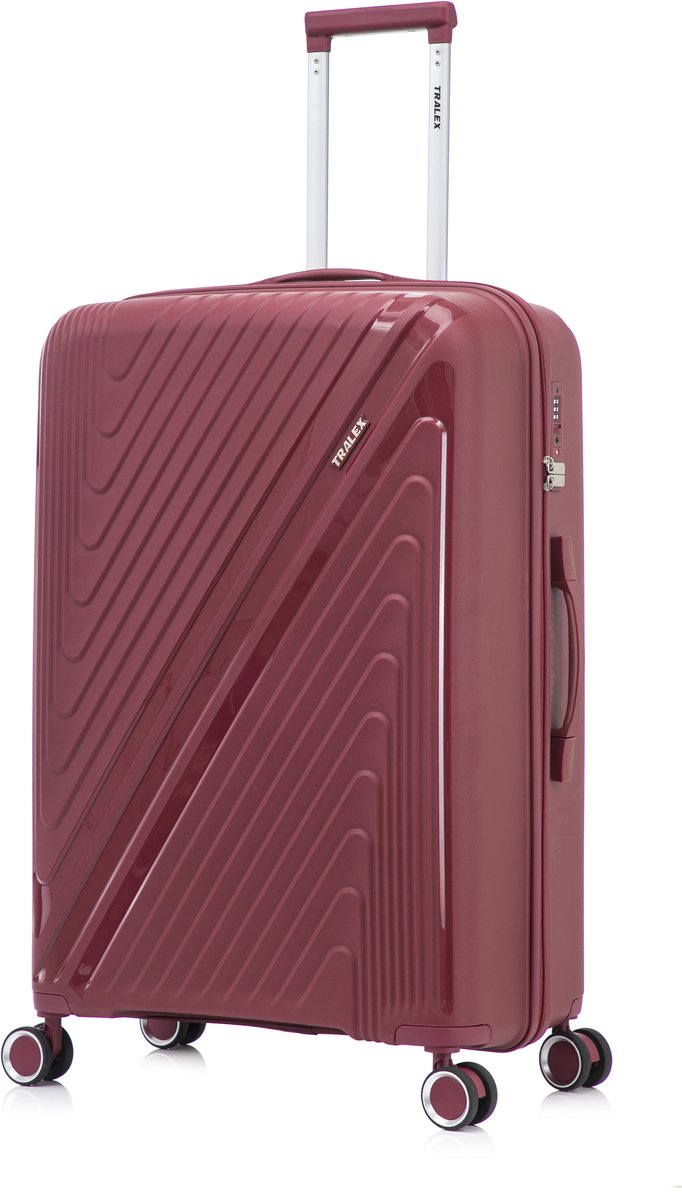 TRALEX - Horizon - Handbagage - 42L - 56x40x22cm - Polypropyleen - Harde schaal - TSA-slot - Lichtgewicht - Flexibel - Duurzaam - Stille (rubberen) wielen - Dubbele Spinner-wielen - Bordeaux Rood