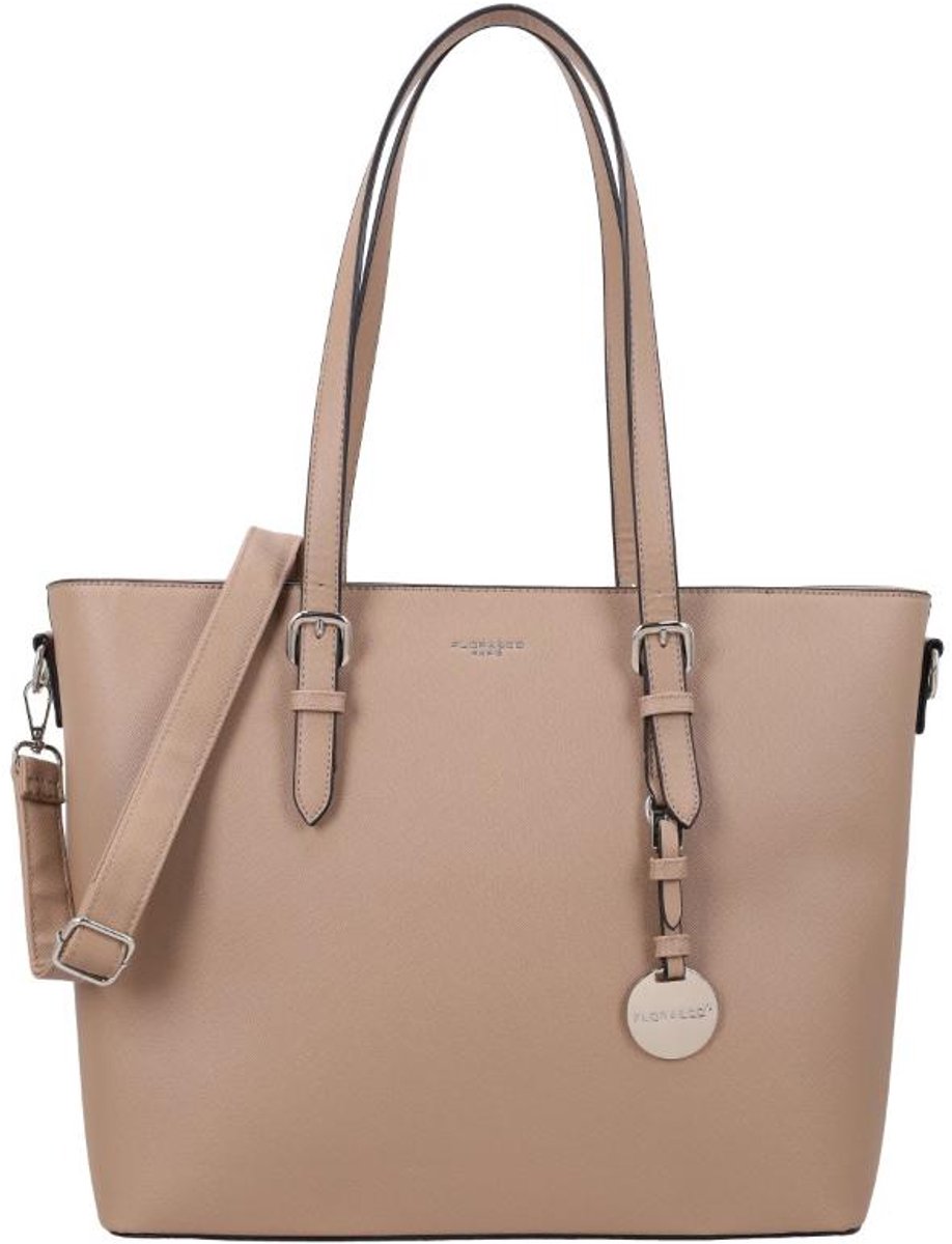 Flora & Co Clara Paris Schoudertas Dames - 15.6 Inch - Imitatieleer - Exclusief bij Van Os - Beige / Taupe