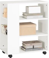 SoBuy FBT68-W Printertafel op zwenkwielen Bijzettafel bijzetwagen documentwagen - Wit, 60x75x35 cm