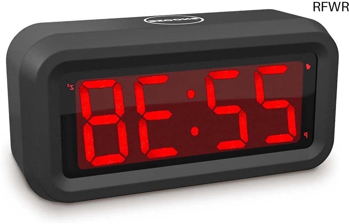 RFWR® Digitale wekker met groot LED-display en snooze-functie voor slaapkamer en bureau