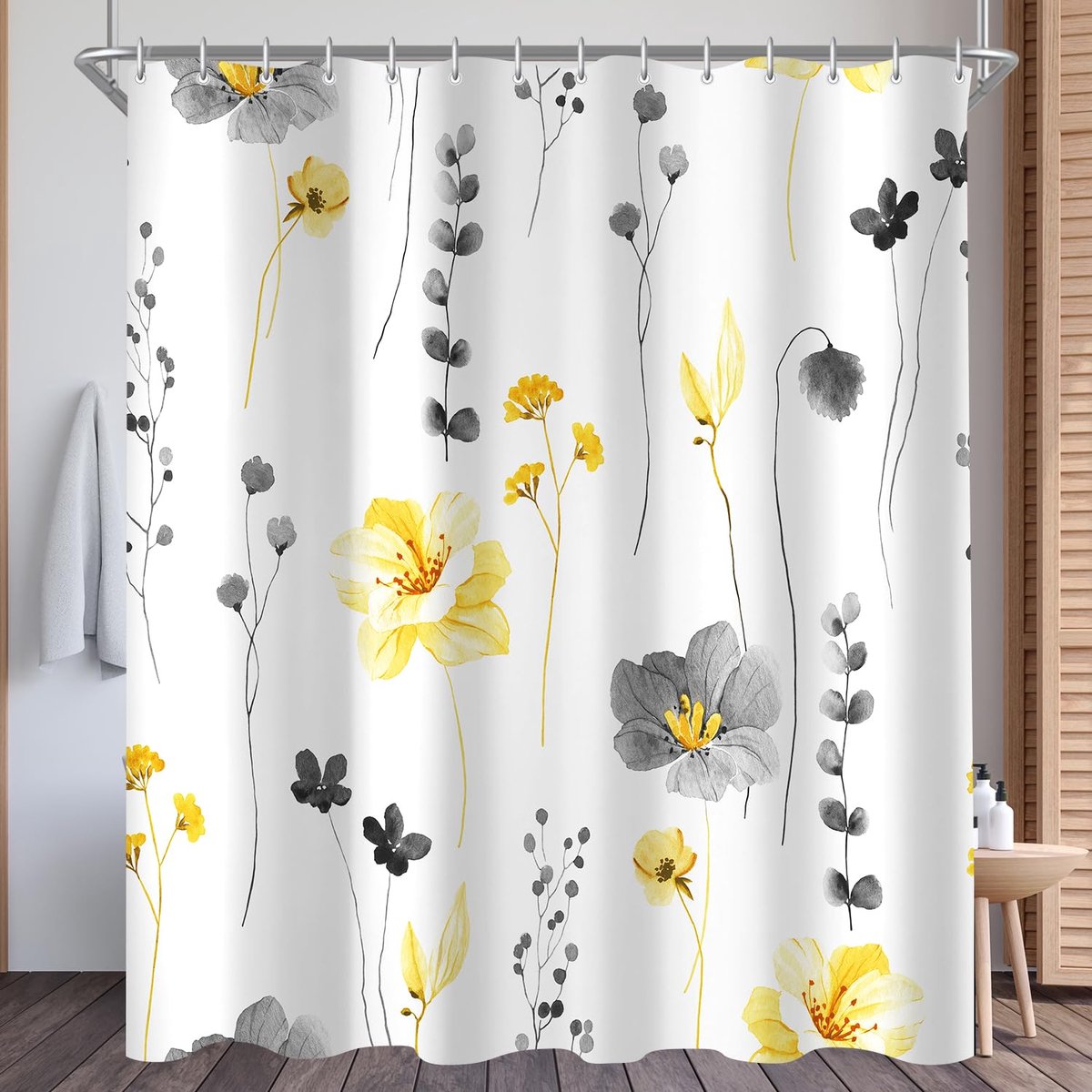 Ibenzoa® Stijlvol douchegordijn met bloemenpatroon en waterafstotende coating 120 x 200 cm