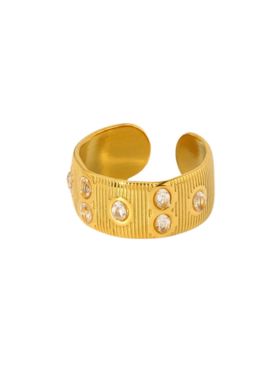 Cliste Couture - Cleo Ring met Zirconia - 18K Gold Plated - Ringen Dames - sieraden - Vrouwen Ring - Goudkleurig