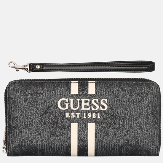 GUESS porte-monnaie Laurel II SLG Large Zip Around Wallet Coal Logo gris foncé