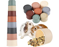 JGS Premium - Stapelbare bekers voor konijnen 8 kleuren - Herbruikbare en stapelbare bekers van verschillende maten voor kleine dieren - Verstop en speelplezier.