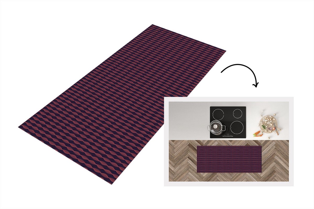 KitchenYeah Keukenloper 120x50 cm - Keukenmat vinyl Patronen - Abstract - Vintage - Keukenmatten loper - Keuken vloerkleed tapijt