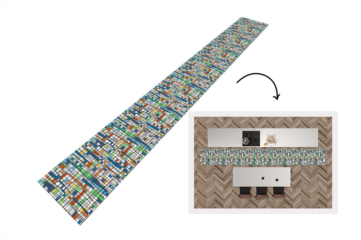 KitchenYeah Keukenloper - Keukenmat vinyl Patronen - Lijn - Wit - Keukenmatten loper - Keuken vloerkleed tapijt, foto 7