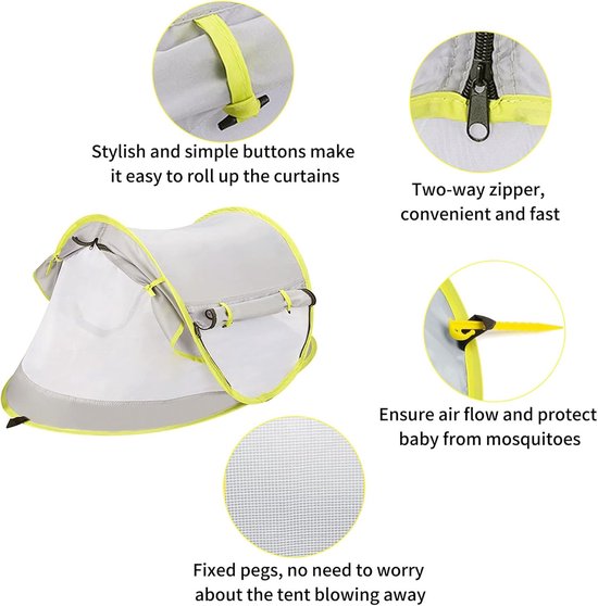 Lexium Strandtent Baby - Strandtent Pop Up - UV Bescherming - Windscherm Strand van Merkloos — afbeelding 5