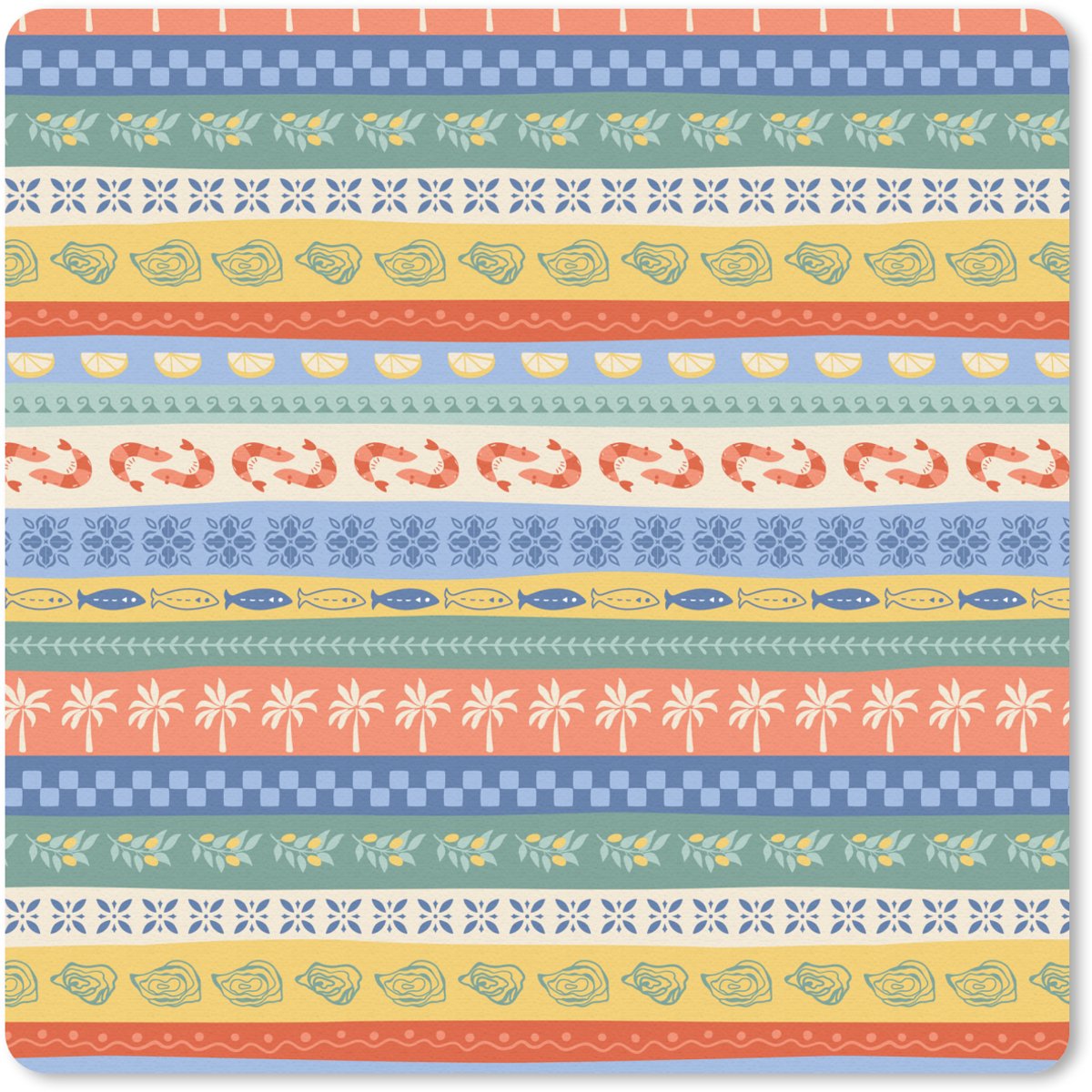 Muismat 20x20 cm - Mousepad Zee - Sfeer - Oester - Garnaal - Muismatten