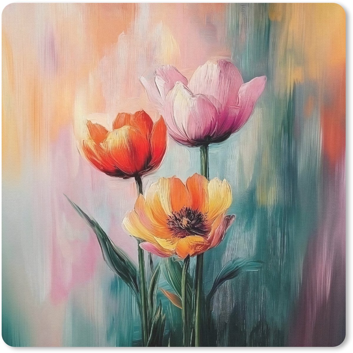 Muismat 20x20 cm - Mousepad Dromerig - Bloemen - Verfijnde details - Muismatten